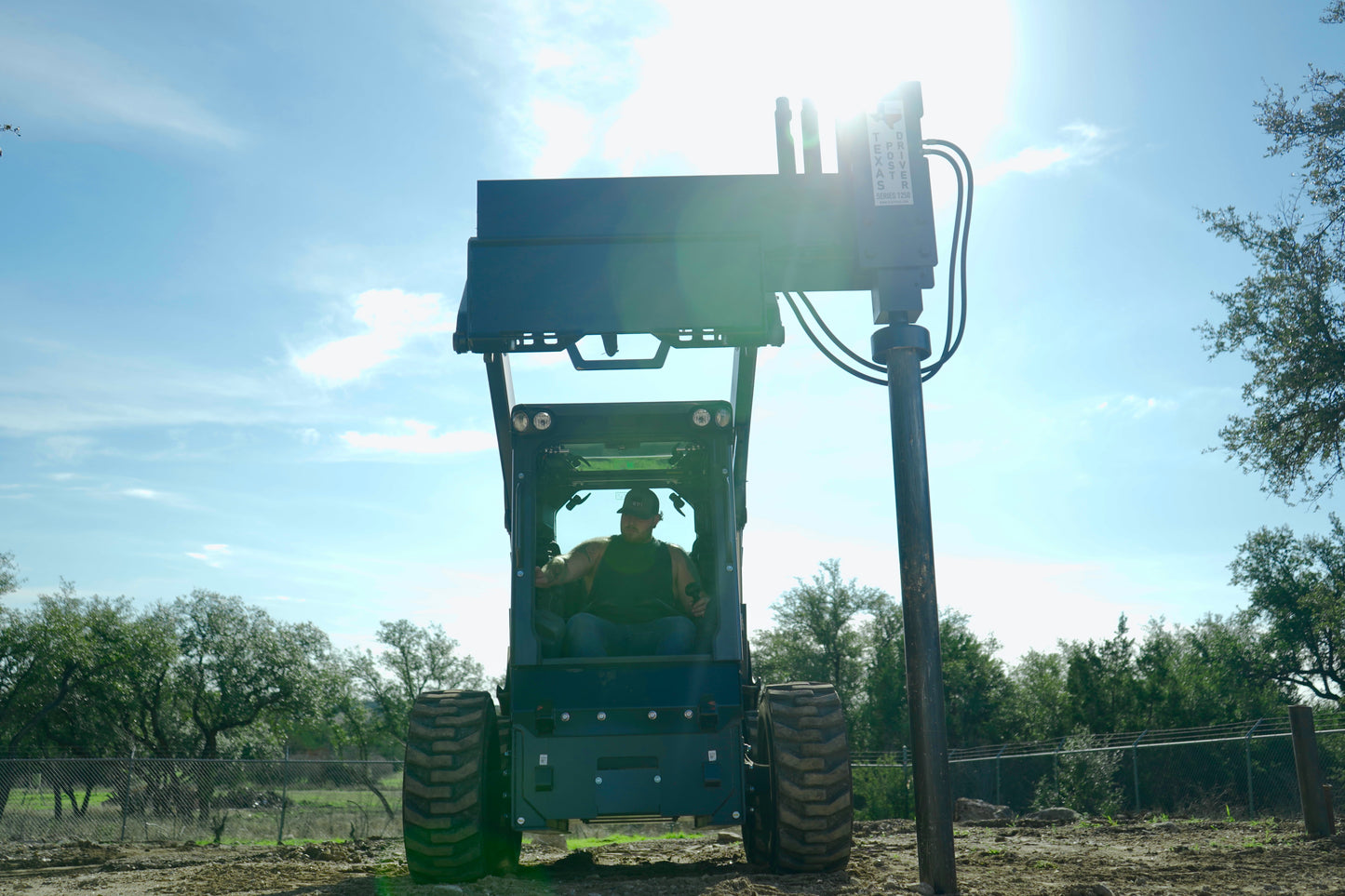 TPD1250 "Sidewinder" Texas Post Driver Side-Mounted Skid Steer Attachment