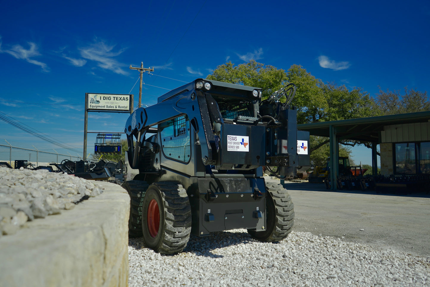 TPD500 Center Mount Texas Post Driver Skid Steer Attachment