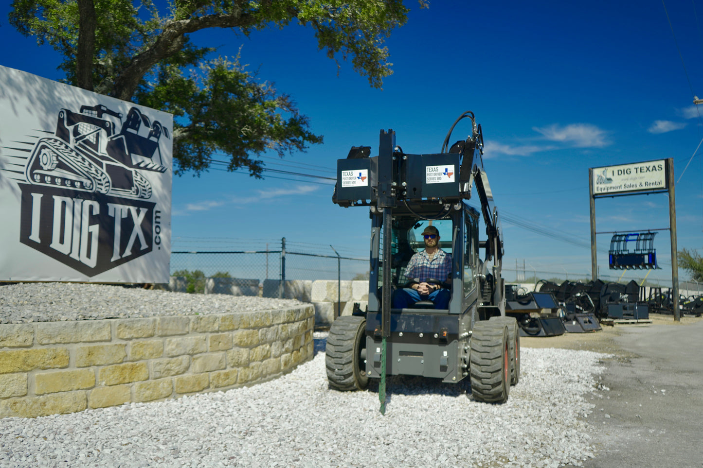 TPD500 Center Mount Texas Post Driver Skid Steer Attachment