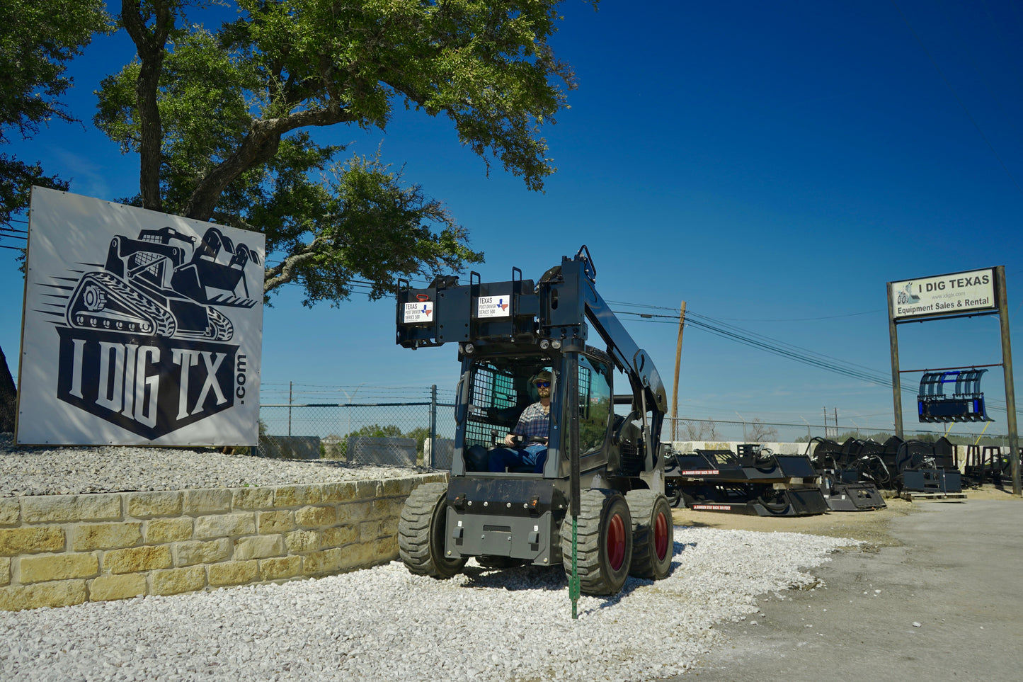 TPD500 Deluxe Mount Texas Post Driver Skid Steer Attachment