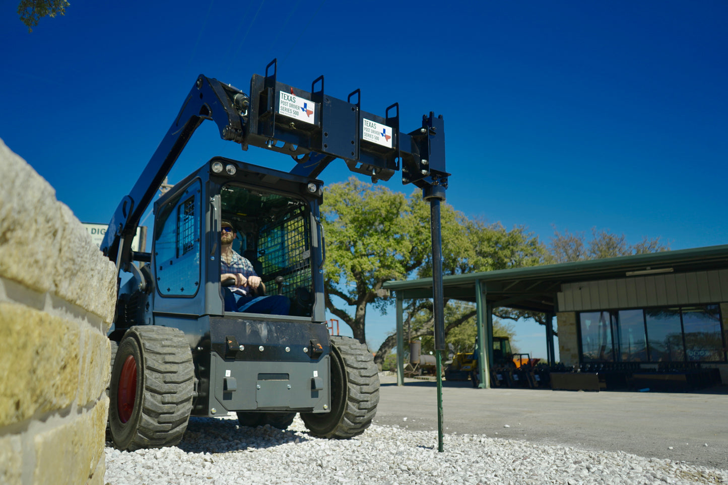 TPD500 Deluxe Mount Texas Post Driver Skid Steer Attachment