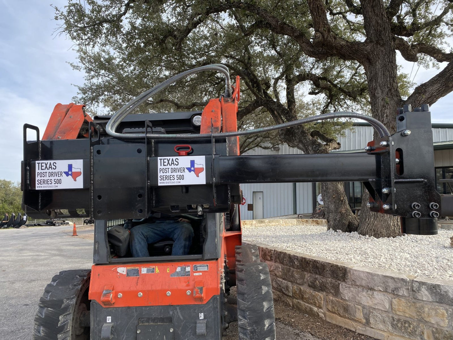 TPD500 Deluxe Mount Texas Post Driver Skid Steer Attachment