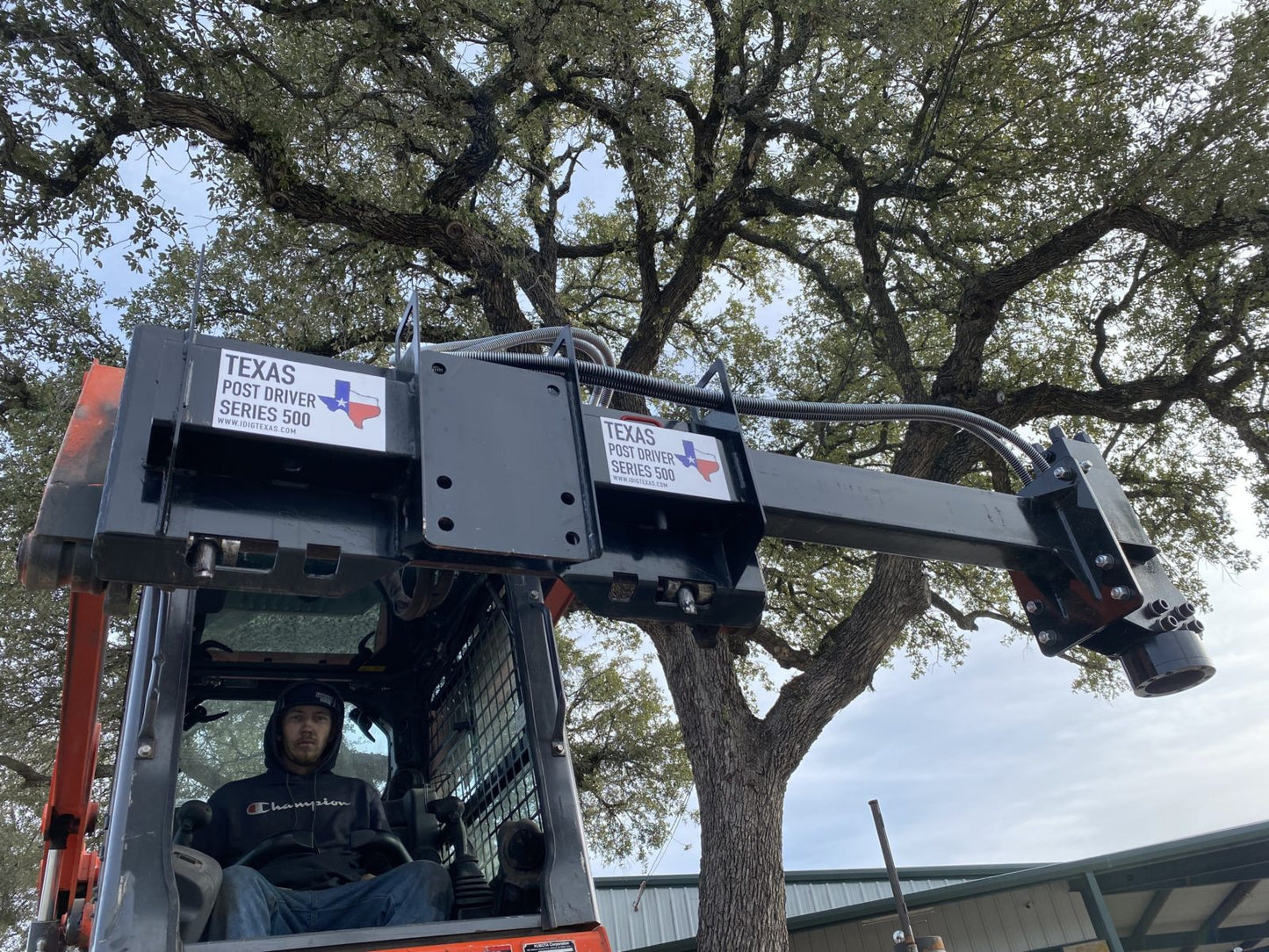 TPD500 Deluxe Mount Texas Post Driver Skid Steer Attachment