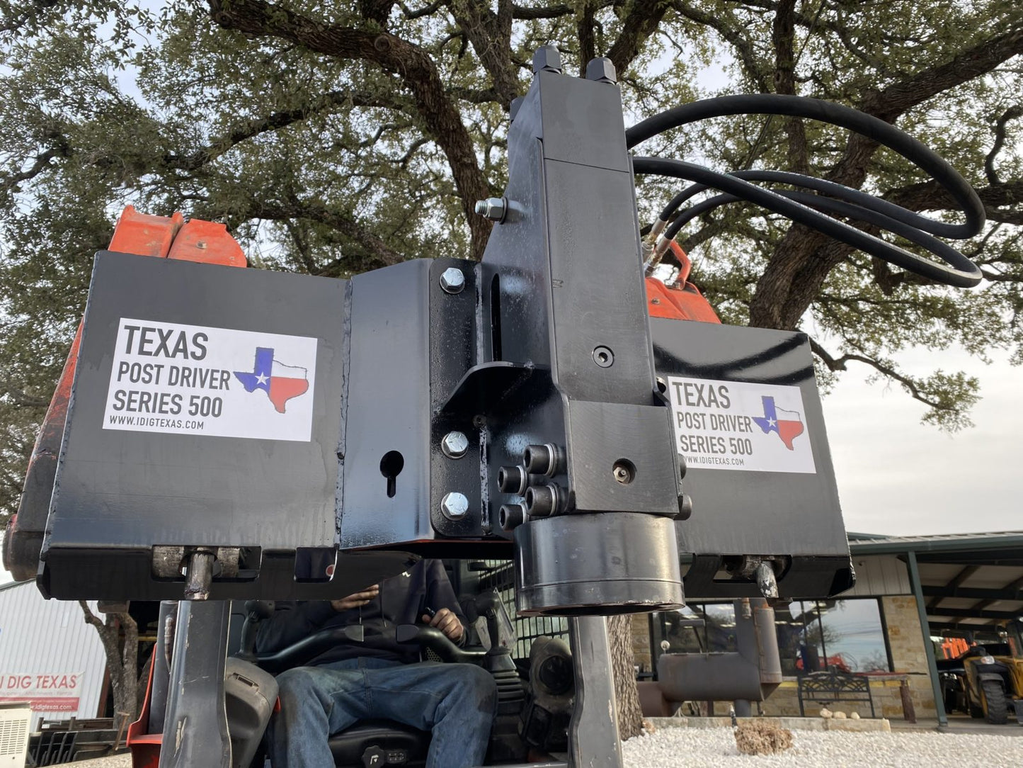 TPD500 Center Mount Texas Post Driver Skid Steer AttachmentTPD500 Center Mount Texas Post Driver Skid Steer Attachment