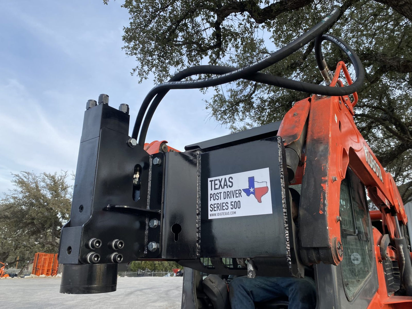 TPD500 Center Mount Texas Post Driver Skid Steer AttachmentTPD500 Center Mount Texas Post Driver Skid Steer Attachment