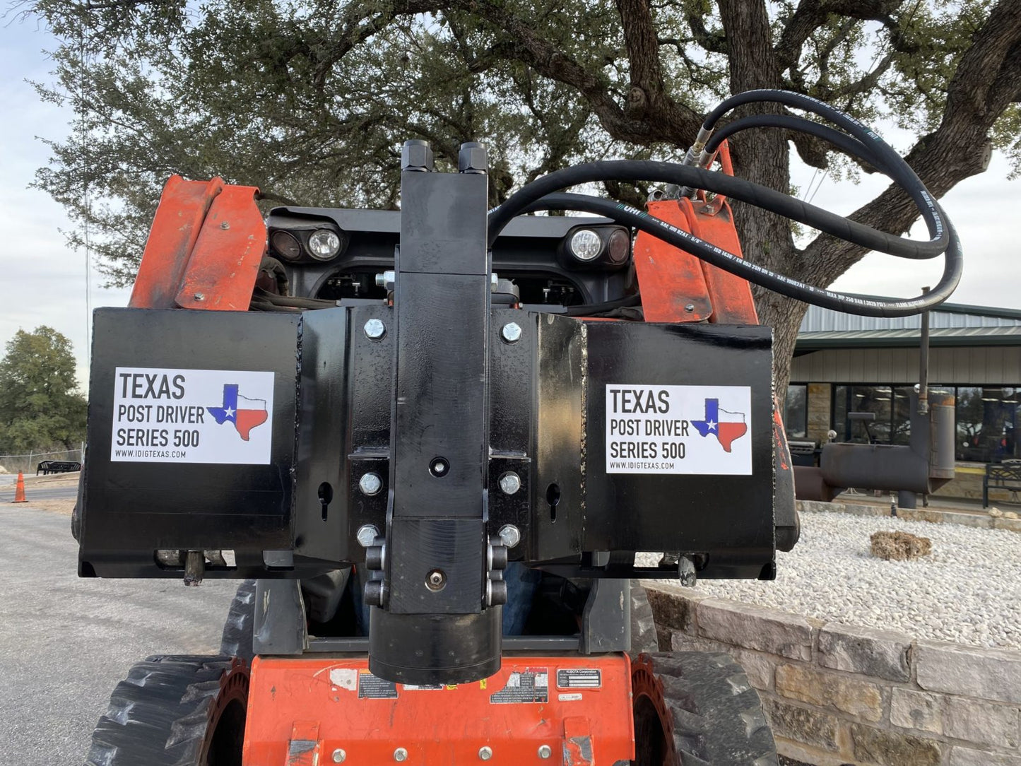 TPD500 Center Mount Texas Post Driver Skid Steer AttachmentTPD500 Center Mount Texas Post Driver Skid Steer Attachment