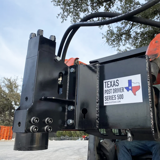 TPD500 Center Mount Texas Post Driver Skid Steer Attachment